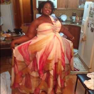 Plus Size One Shoulder Prom Dress